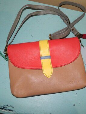 Soruka Leather Color Block Crossbody Purse